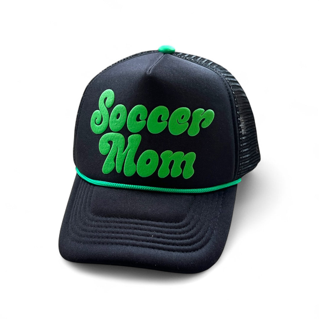 Soccer Mom Black + Green Foam Trucker Hat