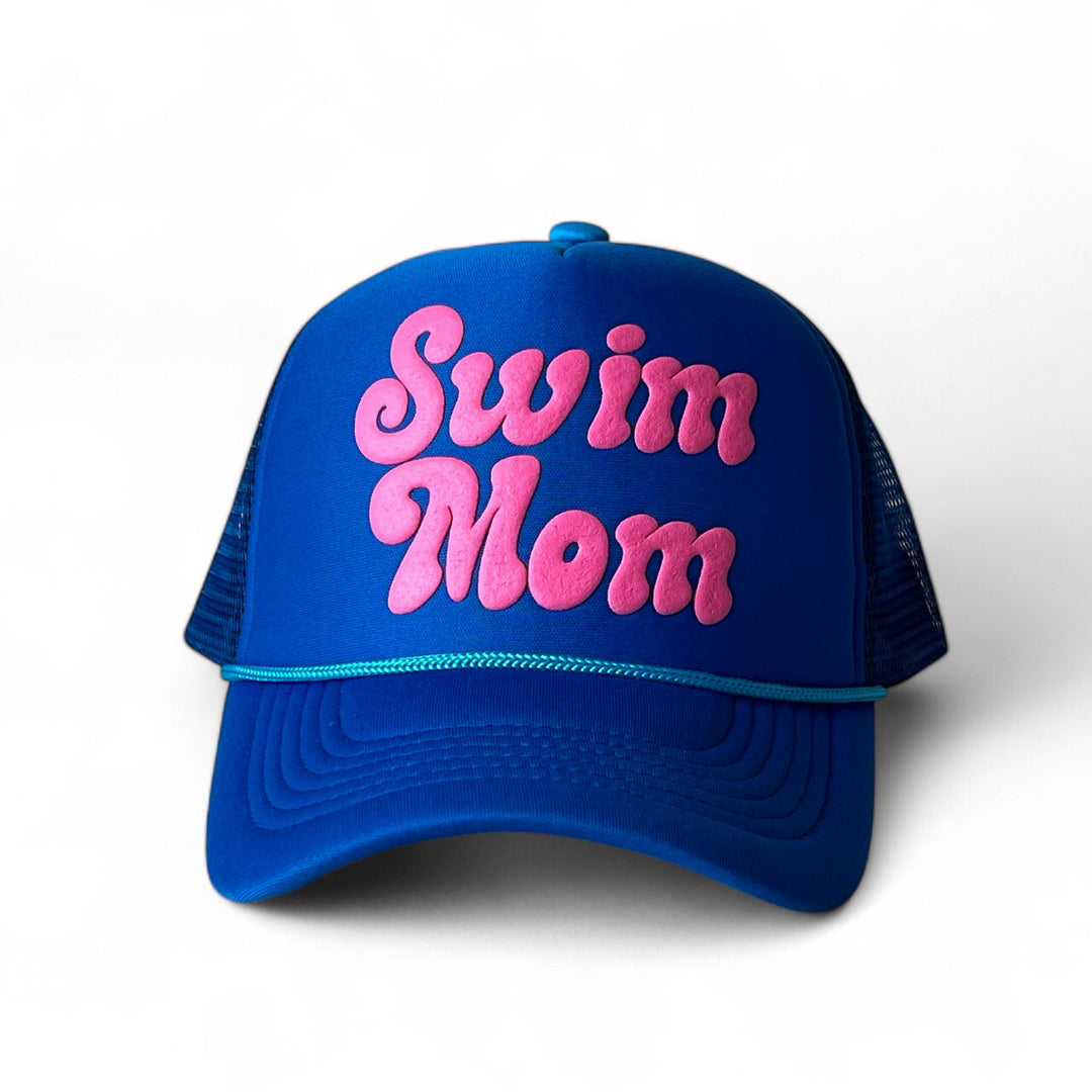 Swim Mom Blue Foam Trucker Cap