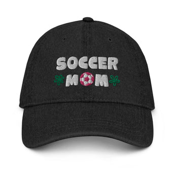 Soccer Mom Black Denim Dad Cap