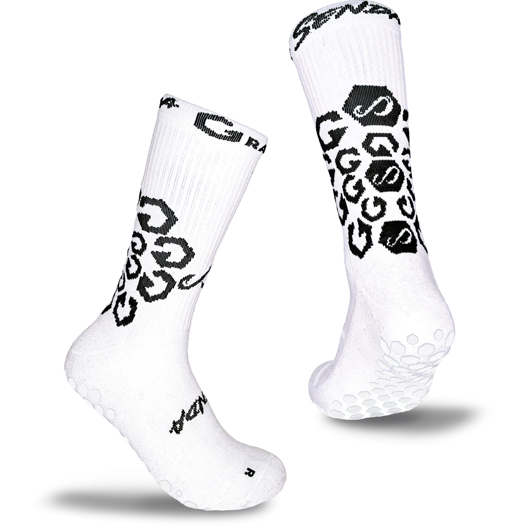Senda Gravity Performance Grip Socks White - Crew Length