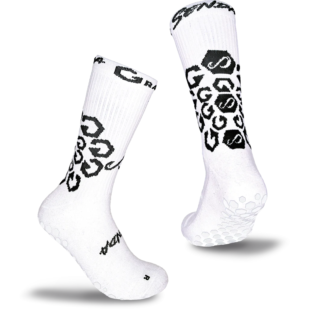 Senda Gravity Performance Grip Socks White - Crew Length – Talisman & Co.