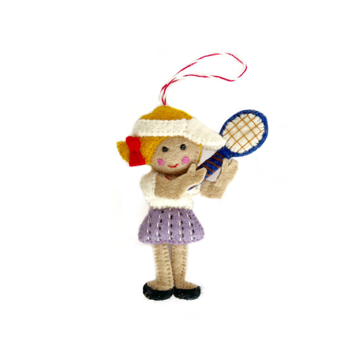 Tennis Player Felt Wool Christmas Ornament