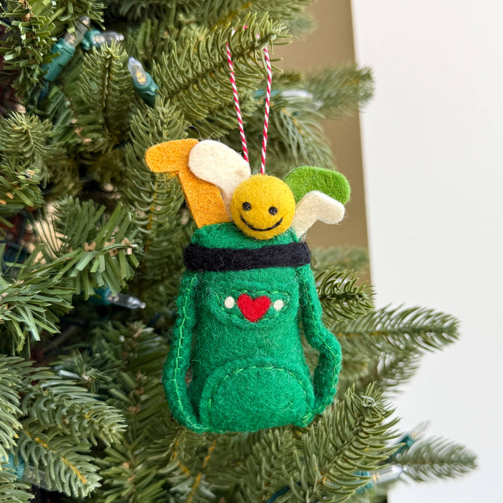 Green Golf Bag Felt Wool Christmas Ornament 