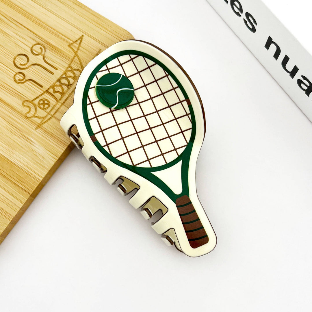 Tennis Racket & Ball Claw Clip: Green