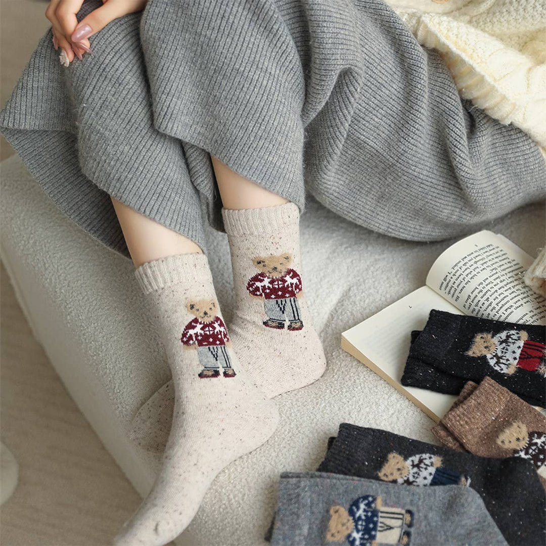 Mascot Bear Socks - Cream