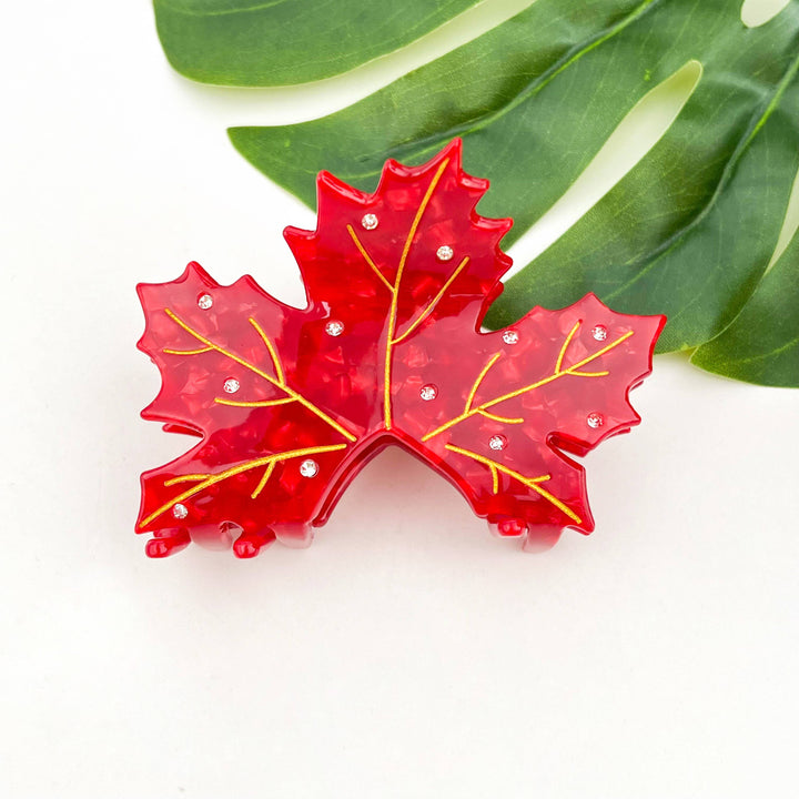 Sideline Maple Leaf Claw Clip - Brown