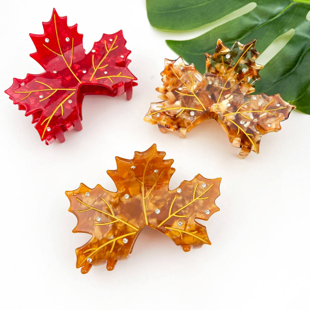 Sideline Maple Leaf Claw Clip - Red