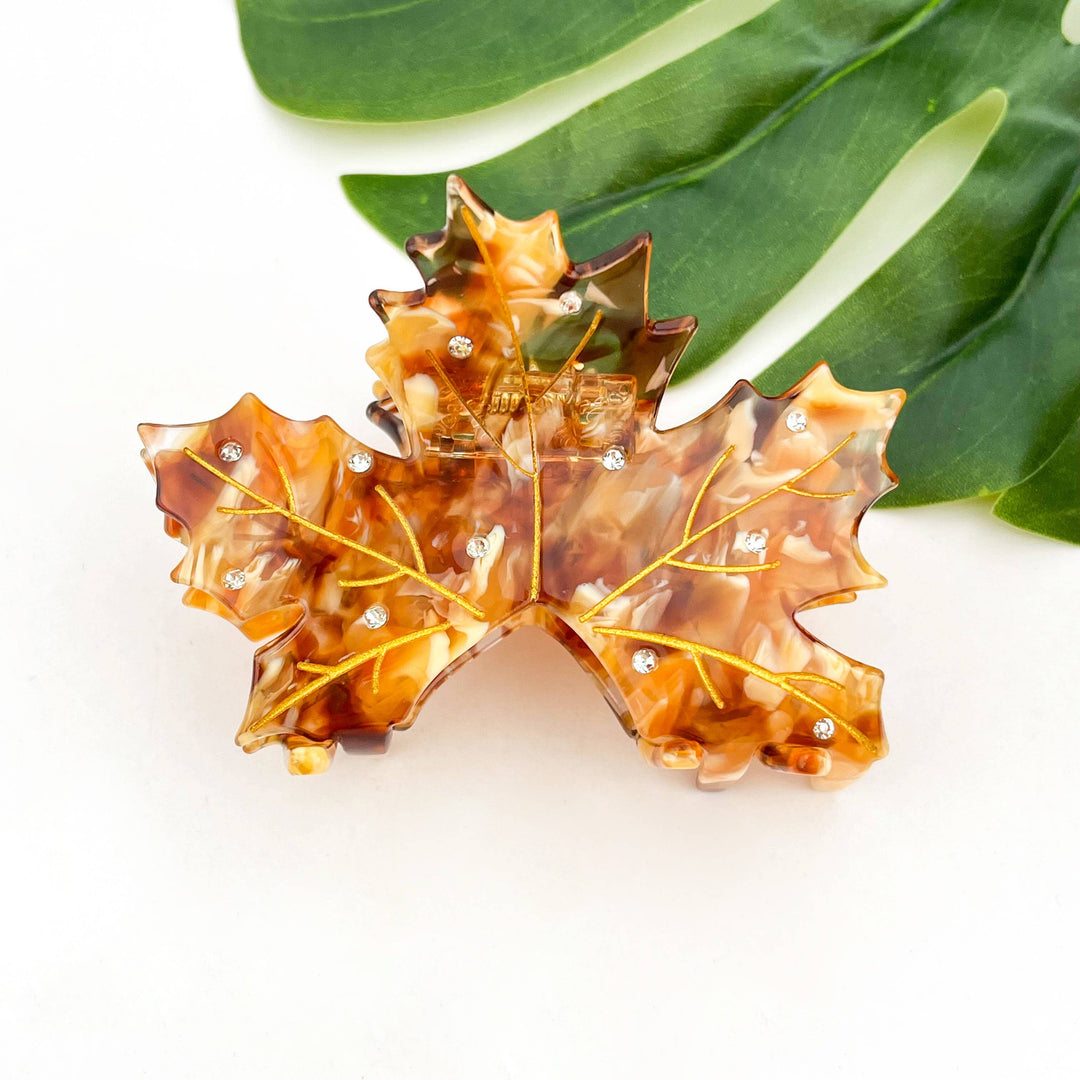 Sideline Maple Leaf Claw Clip - Brown