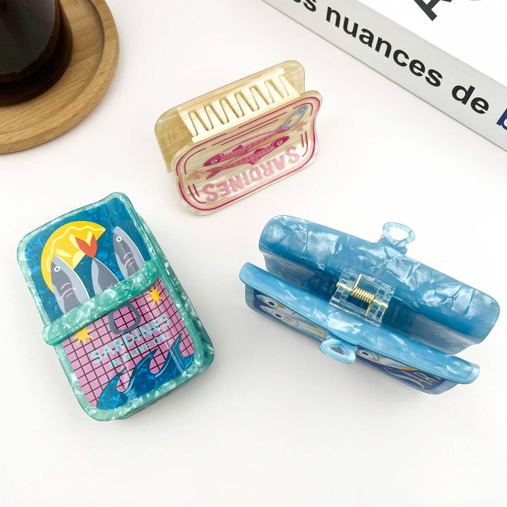 Beach Club Sardine Tin Claw Clip