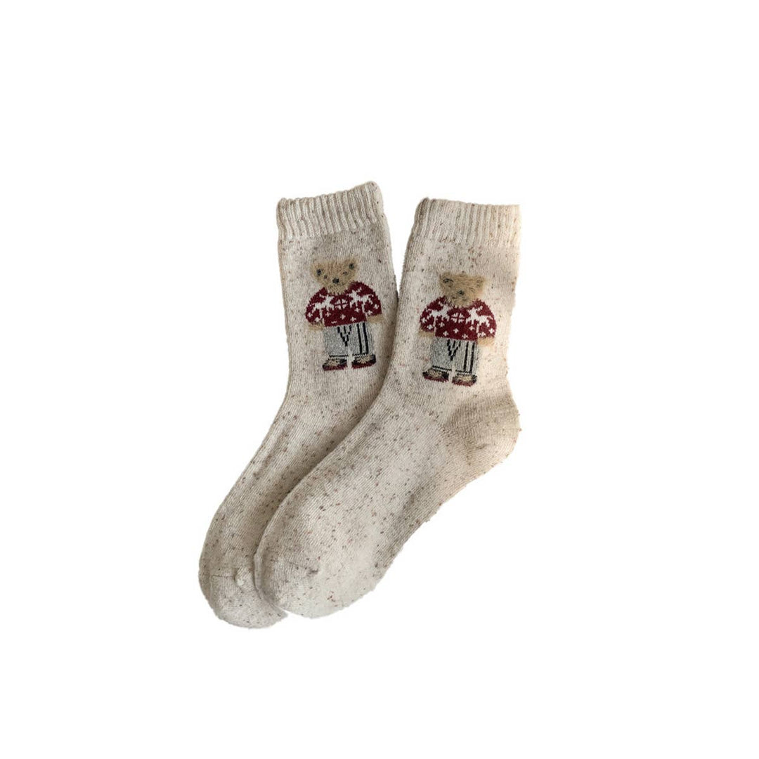 Mascot Bear Socks - Cream