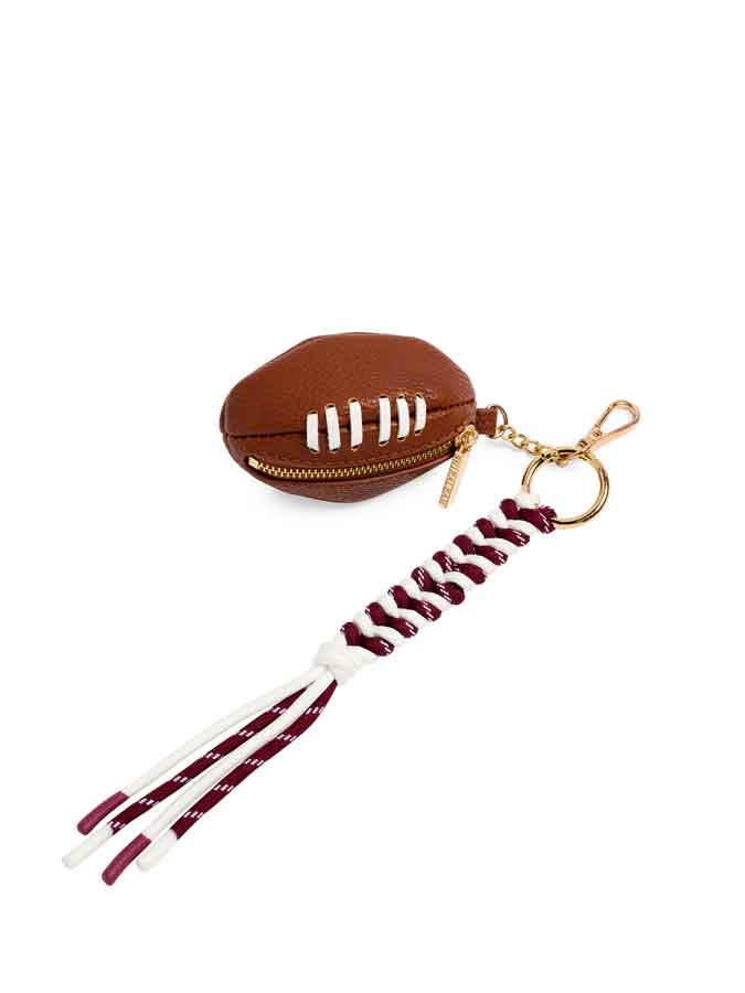 Football Zip Pouch Bag Charm - Purple