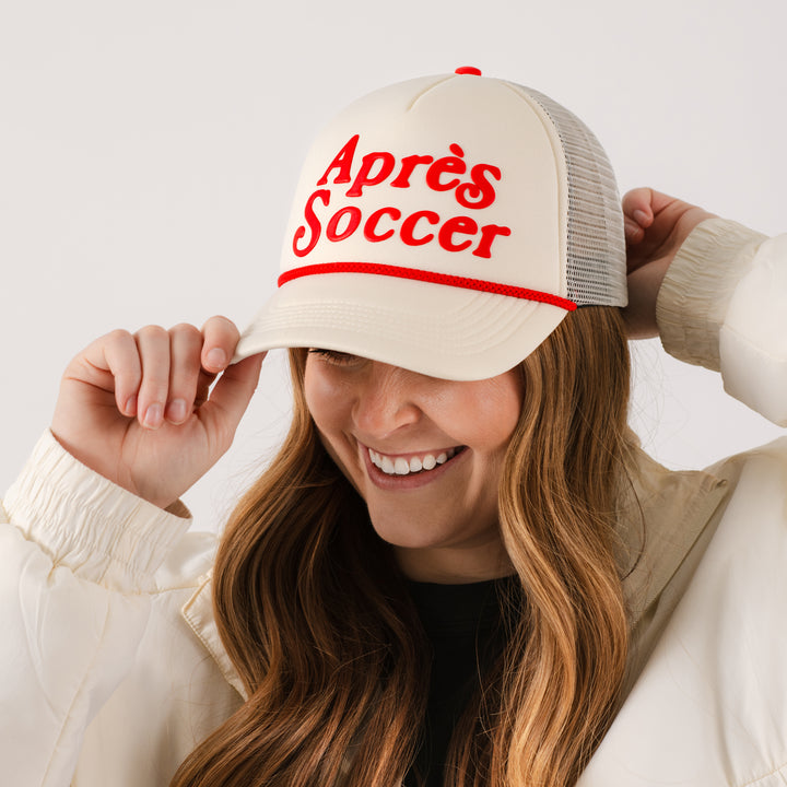 Après Soccer White & Red Foam Trucker Cap