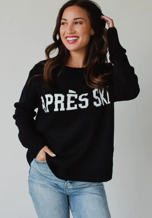 Black Apres Ski Knit Sweater