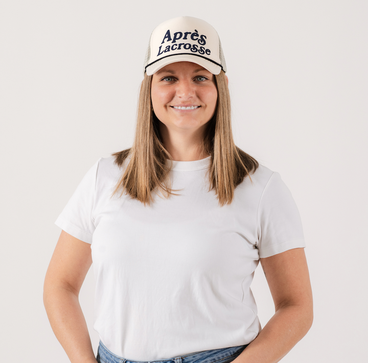Après Lacrosse White & Dark Navy Foam Trucker Cap