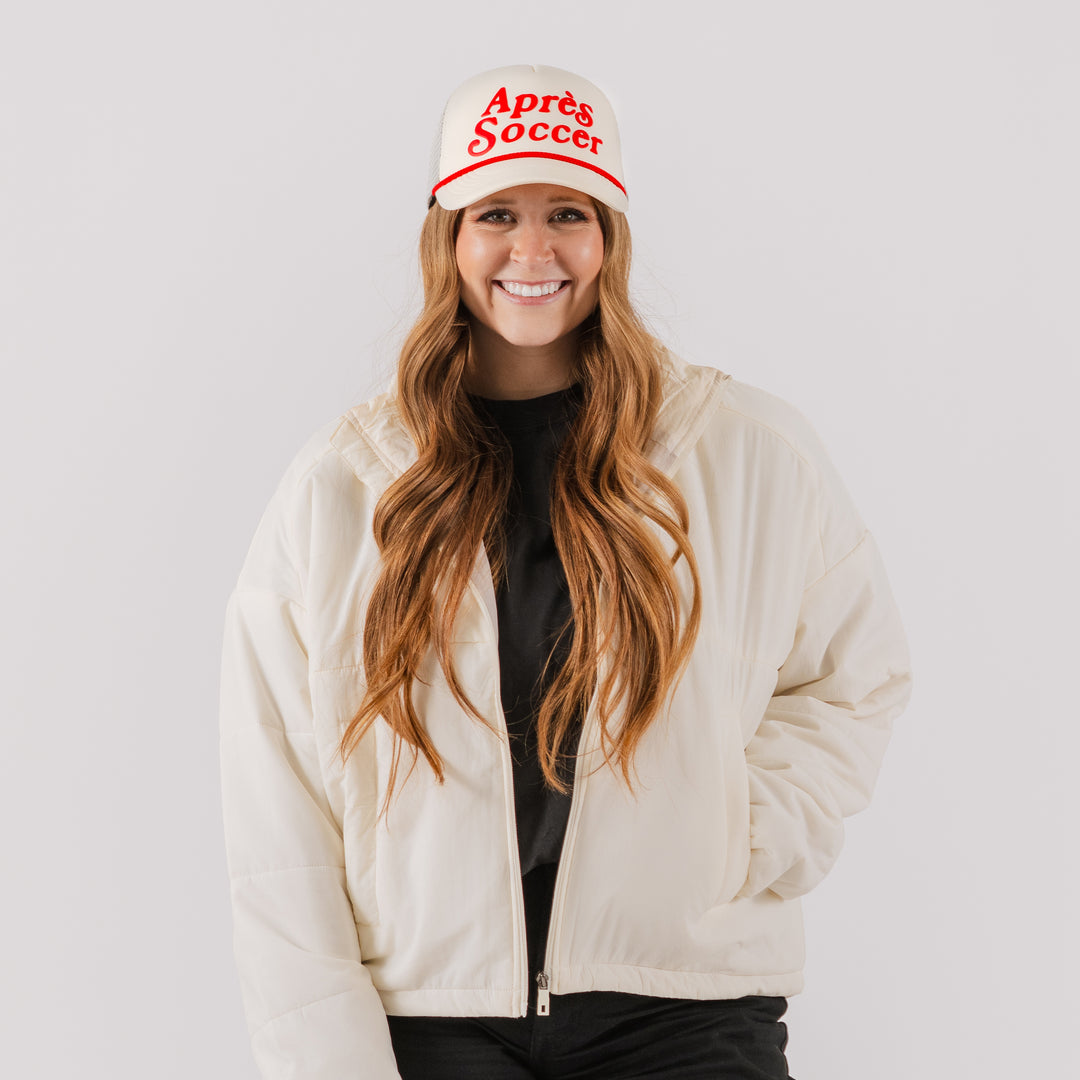 Après Soccer White & Red Foam Trucker Cap