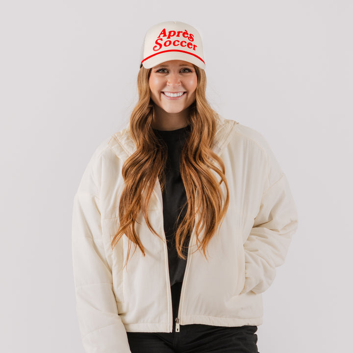 Après Soccer White & Red Foam Trucker Cap