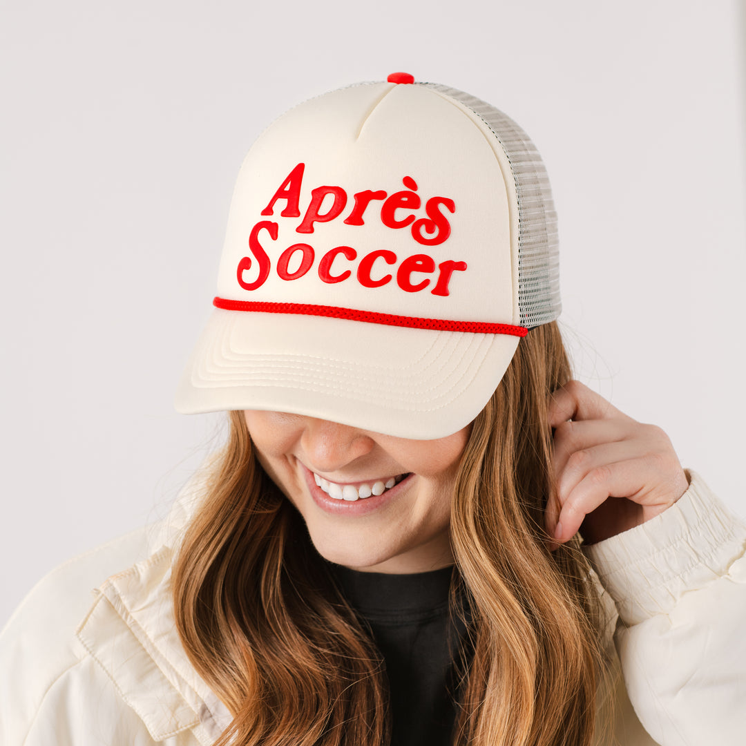 Après Soccer White & Red Foam Trucker Cap