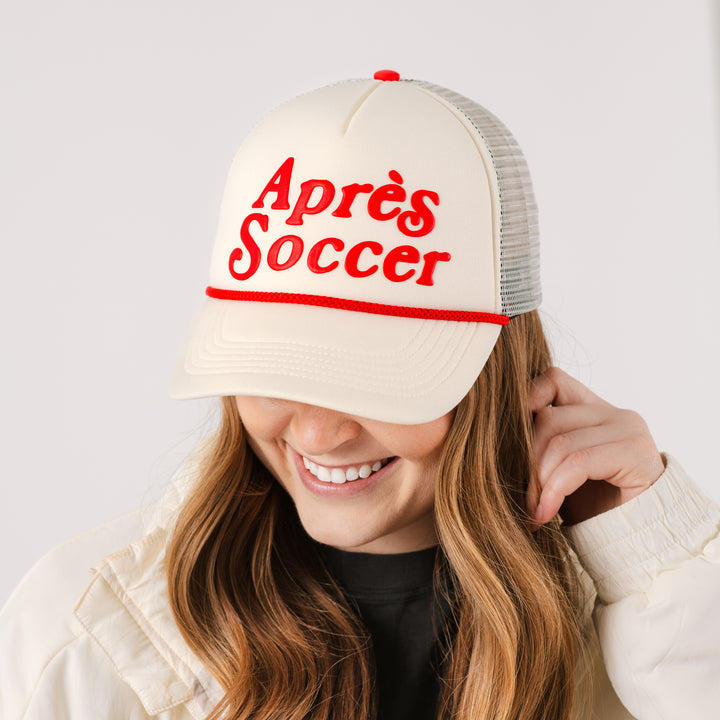 Après Soccer White & Red Foam Trucker Cap