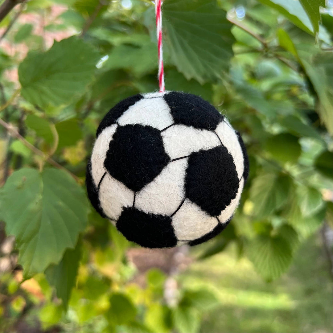 Soccer Ball Tufted Wool Christmas Ornament