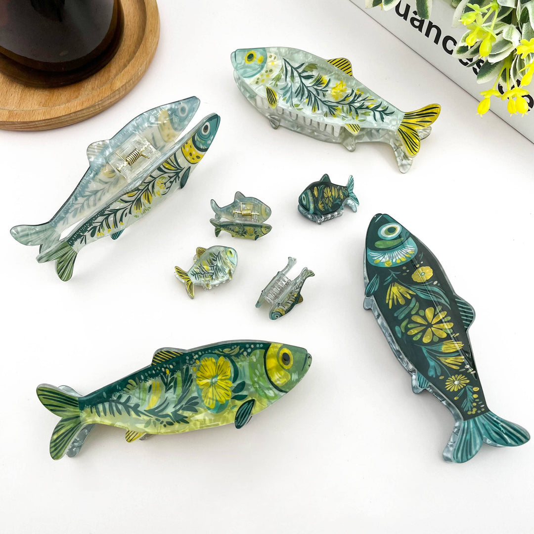 Beach Club Sardine Claw Clip - Blue