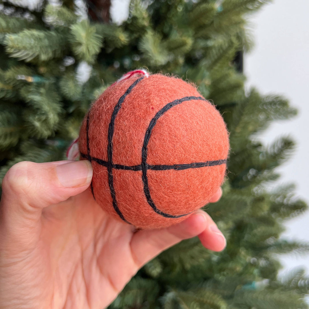 Basketball Tufted Wool Christmas Ornament
