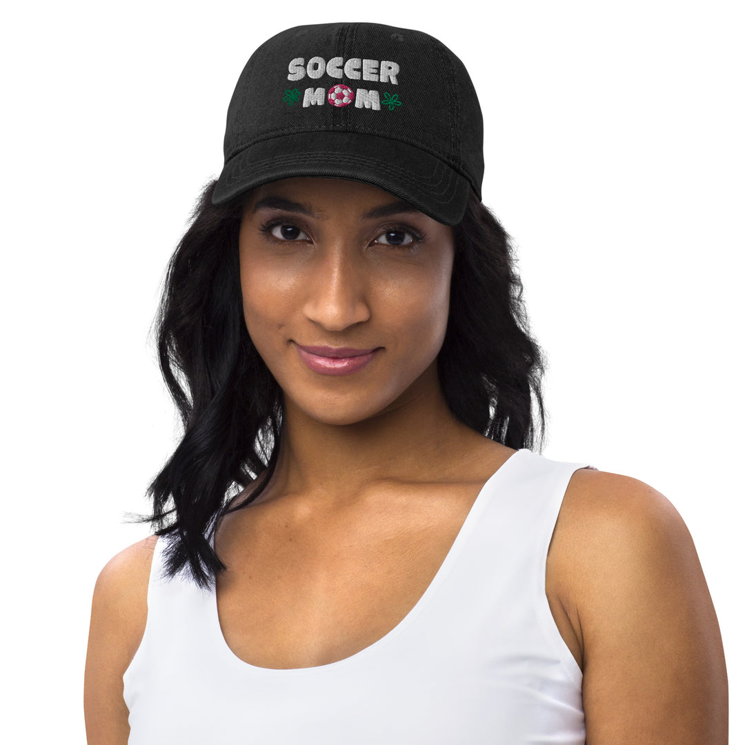 Soccer Mom Black Denim Dad Cap