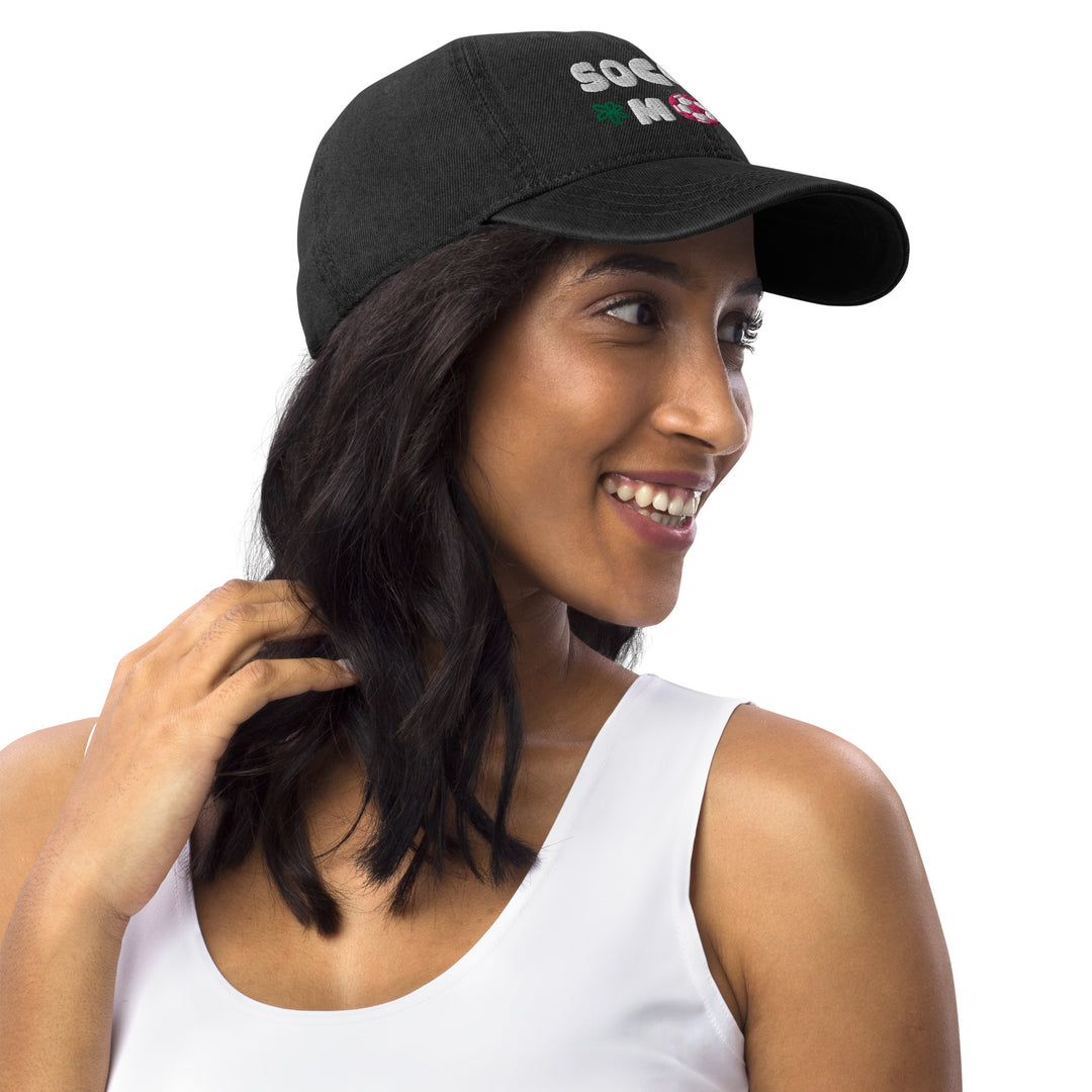 Soccer Mom Black Denim Dad Cap