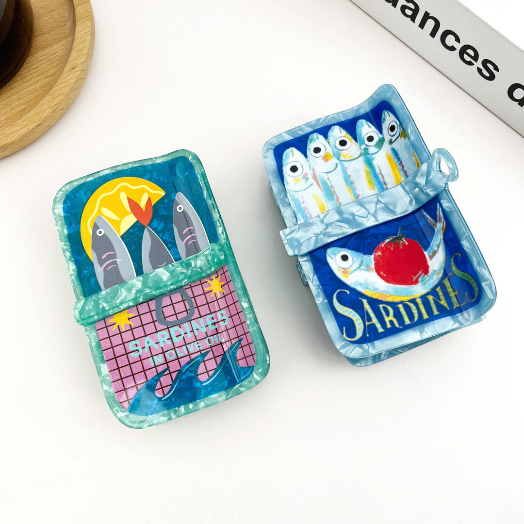 Beach Club Sardine Tin Claw Clip