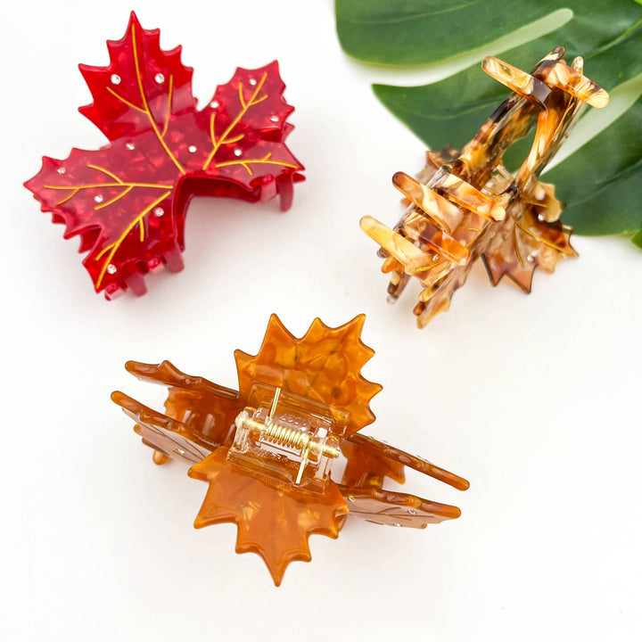 Sideline Maple Leaf Claw Clip - Brown
