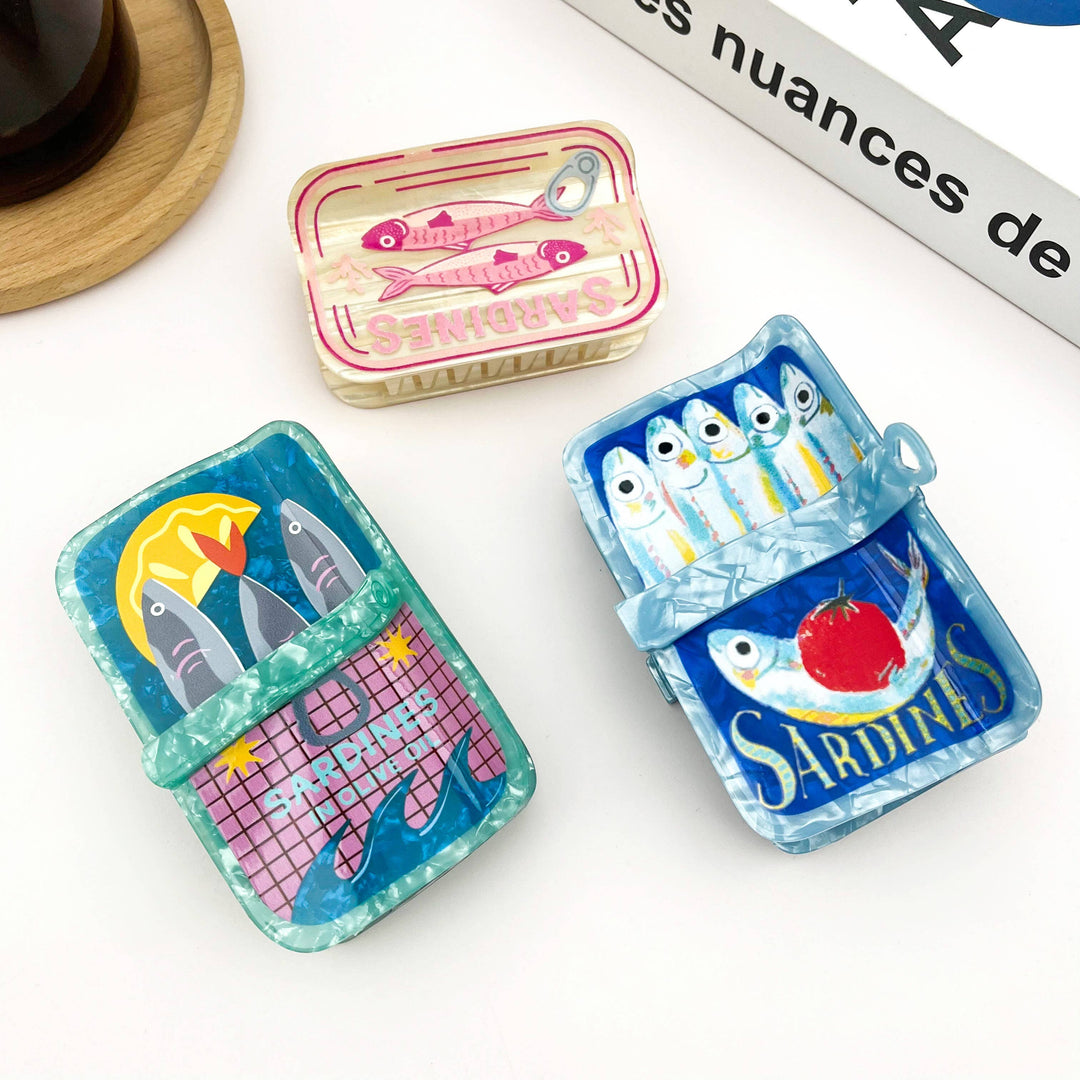 Beach Club Sardine Tin Claw Clip