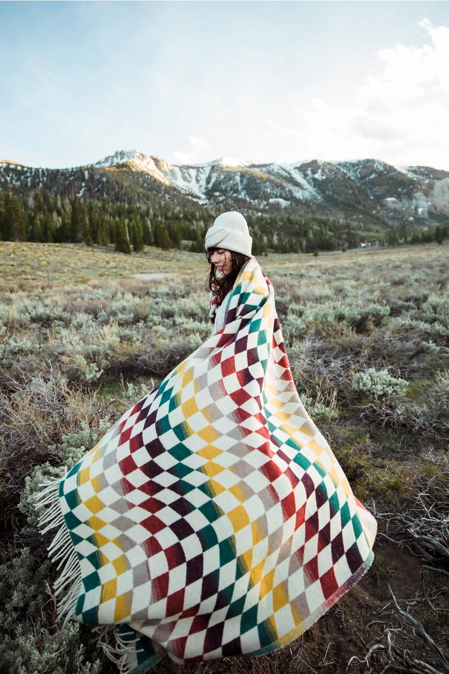 Cream Checkered Blanket