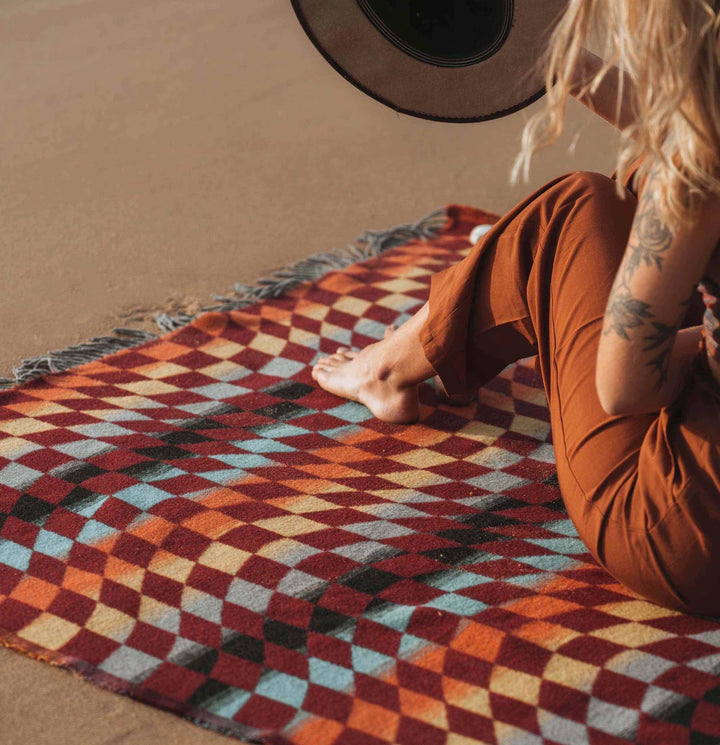 Maroon Checkered Blanket